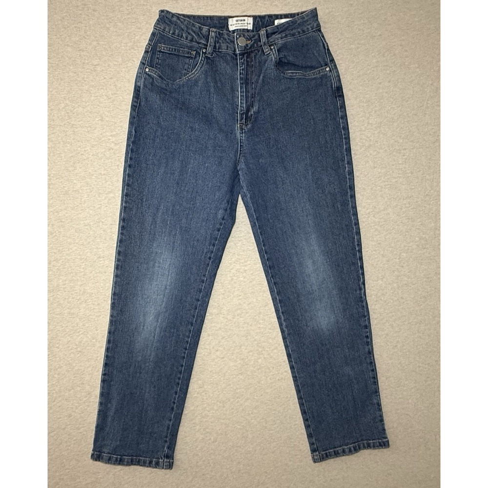 Cotton On Woman's Strech Distraught Leg Medium Wash Blue Jeans Size 8